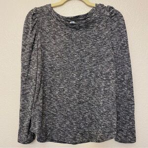 Old Navy Long puff sleeve crew neck thin Knit puff  Heathered gray top -M